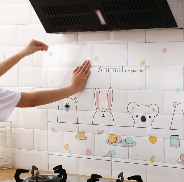 Waterproof and Oilproof Cartoon Kitchen Decal for Wall Fridge Stickers Vinyl Decor for Cooking Bench Lockers Refrigerator