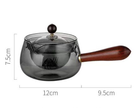 360 rotating glass material teapot long handle automatic tea pot