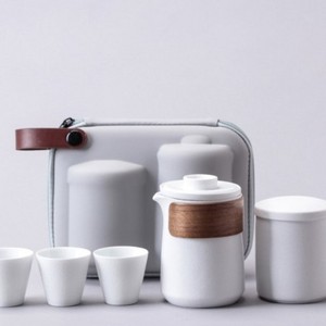 Black And White Porcelain Travel Tea Set Convenient Carrying Ceramic Tea Set Quick Cup Tea Set One Pot One Cup Business Gift