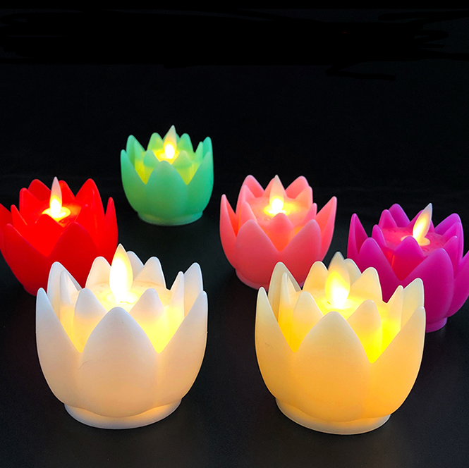 LED Lotus Candle Swing the wick Lotus Flower Shaped Candle light Home Decor flameless candle