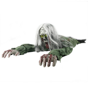 Halloween  Electric Crawling Ghost Long Hair Horror Voice Skeleton Bar Haunted House Zombie Animated Props Horror Party Decor