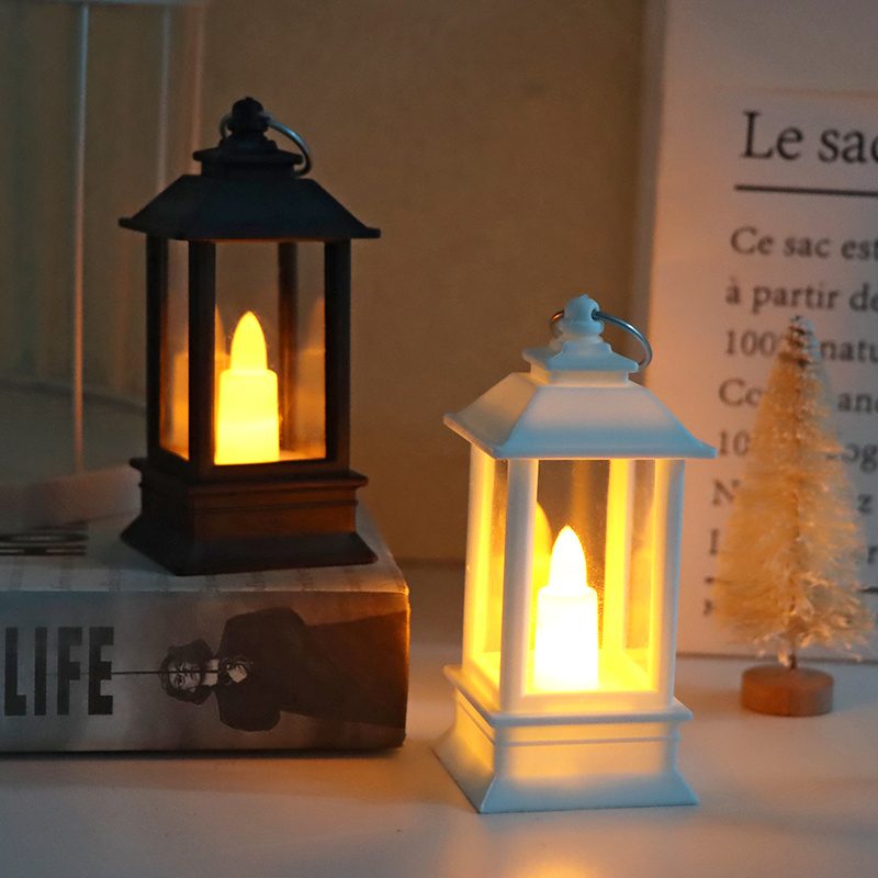 Christmas Mini Lantern with Flickering LED Candles for Indoor Outdoor Wedding Halloween Party Table Centerpiece