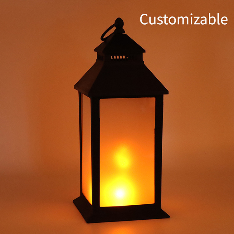 Creative design flickering led plastic lantern led hanging light with flame effect