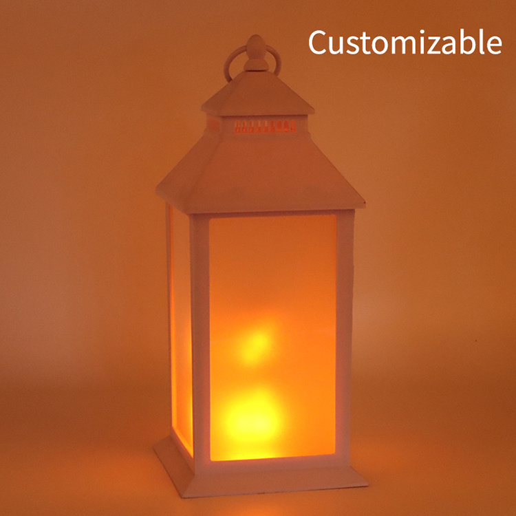 Creative design flickering led plastic lantern led hanging light with flame effect