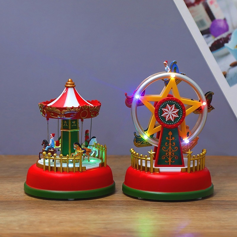 Carousel Music Box Plastic Material Loud Speaker Christmas LED Gifts