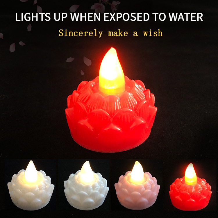 Flickering flameless tealight led candles battery operated  Waterproof outdoor Decorative LED lotus floating candles