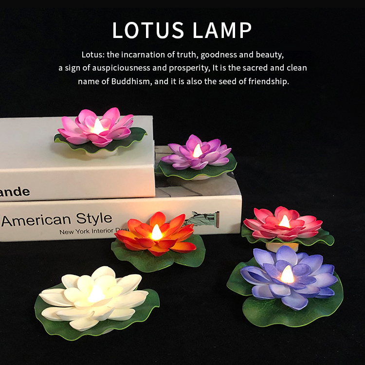 Wholesale hot sell Floating  Flameless Candle Light Festival Led Lamp Lotus Candle for Decor