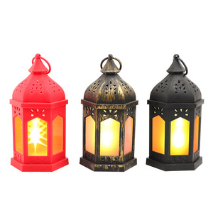 Morocco Plastic LED Decoration Lantern Flickering LED Candles Realistic Vintage LED Flame Lantern