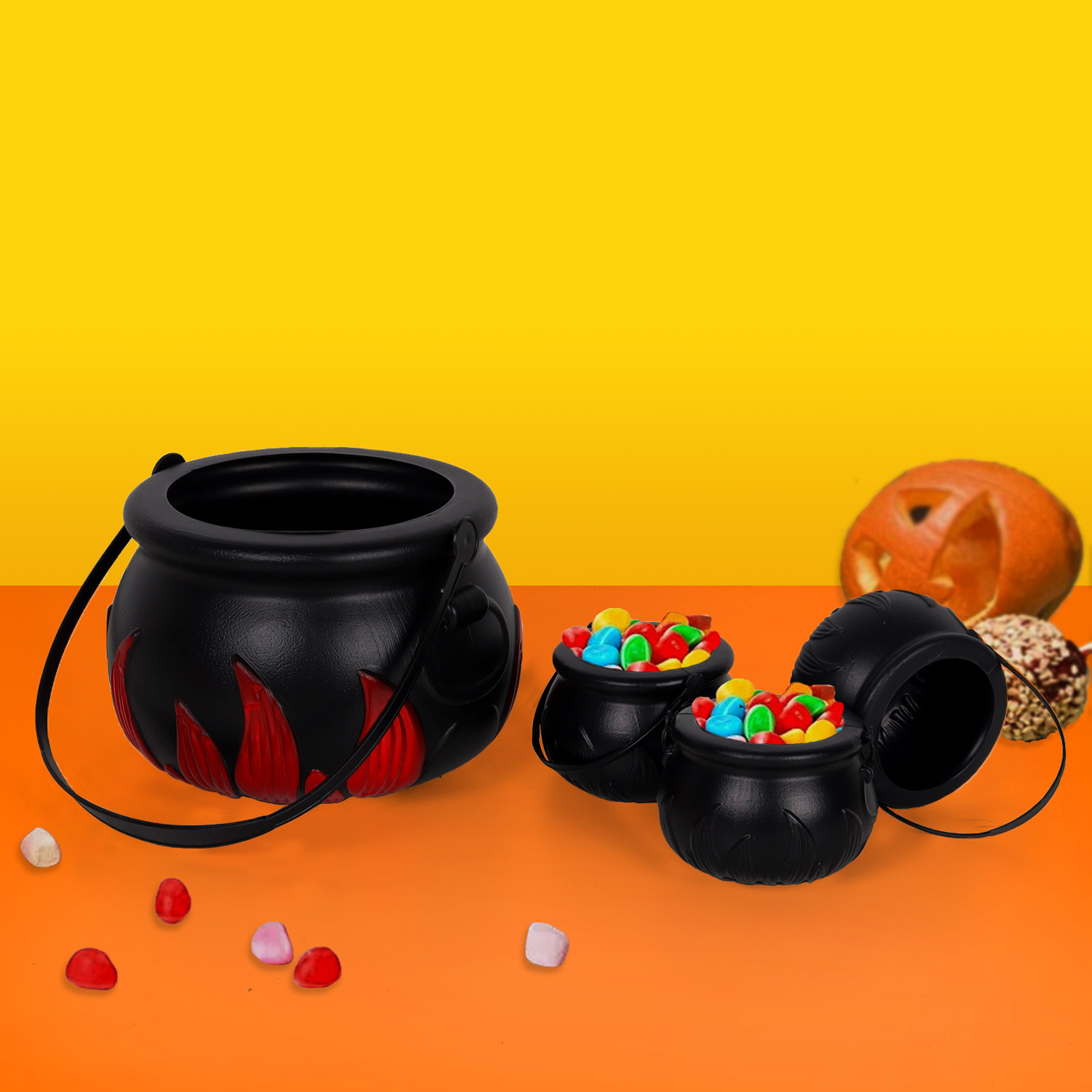 Witch Cauldron Halloween Candy Bucket Plastic Sugar Halloween Buckets Halloween Decoration