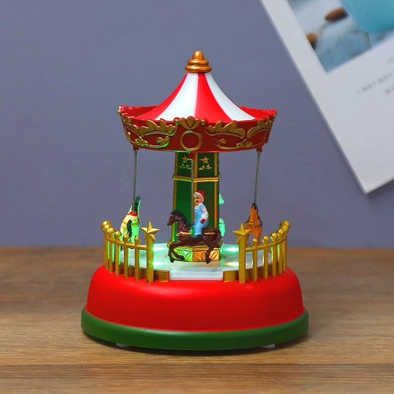 Carousel Music Box Plastic Material Loud Speaker Christmas LED Gifts