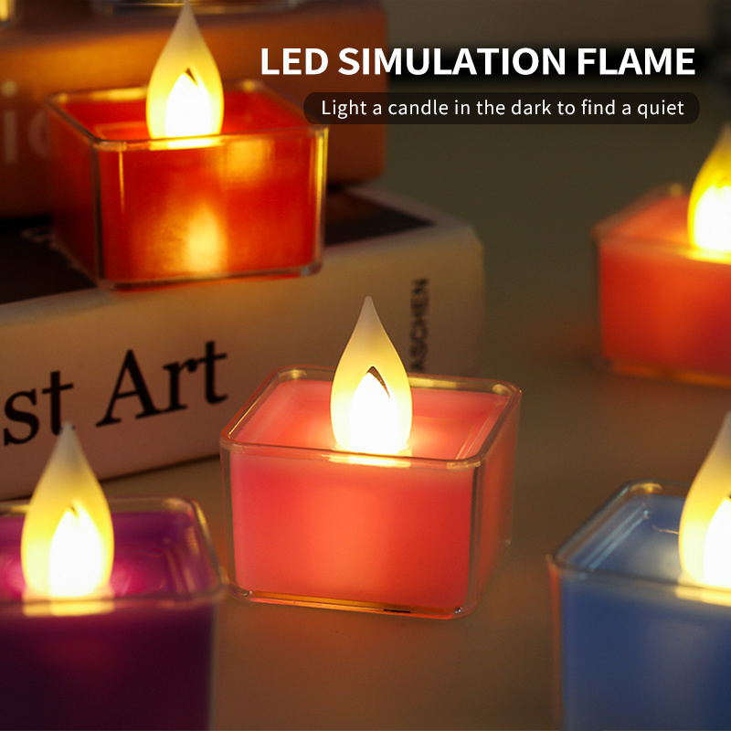 Colourful Tealight Candles for Diwali and Navratri Decoration Flickering Flameless LED Candles Decorations