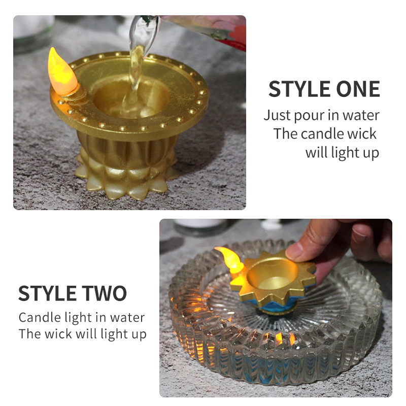 Artificial flameless Candle for Decorations for All Occasions Diwali  Led Water Sensor Diya Light