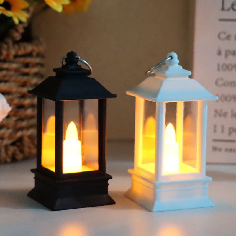 Christmas Mini Lantern with Flickering LED Candles for Indoor Outdoor Wedding Halloween Party Table Centerpiece