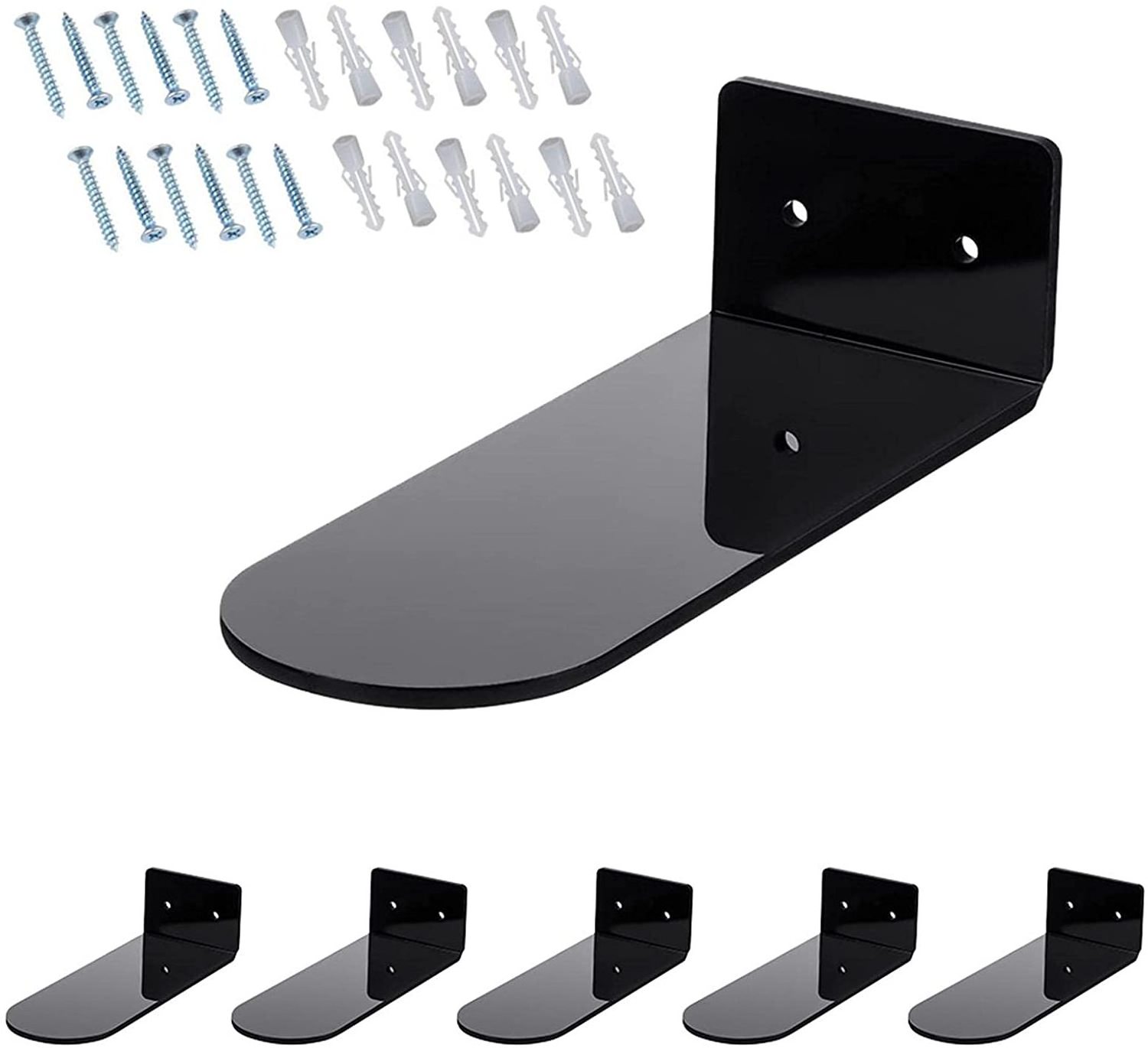 Huisen  Wall Mounted Floating Black Acrylic Shoe Shelf for Displaying Collectible Shoes