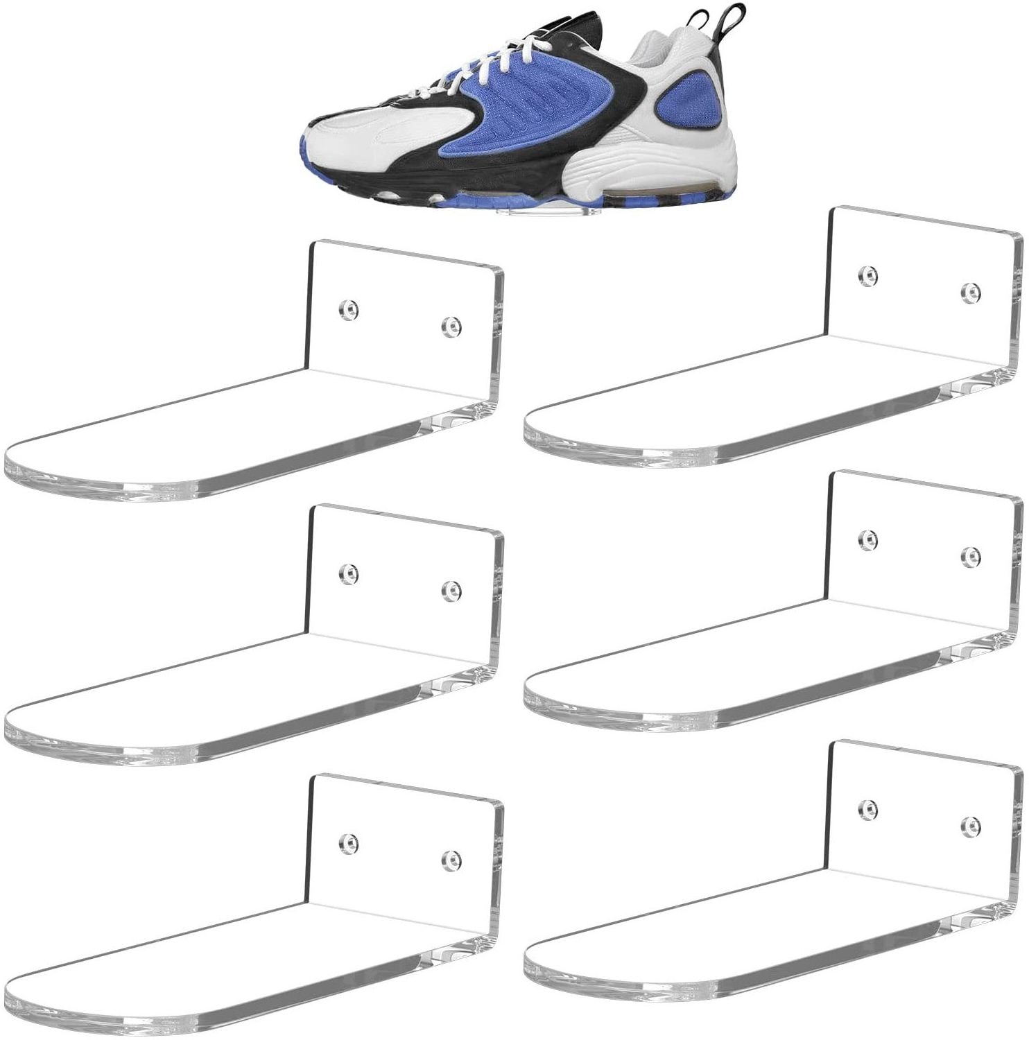 Huisen Floating Wall Mounted Clear Acrylic Shoe Shelf to Display Collectible Shoes