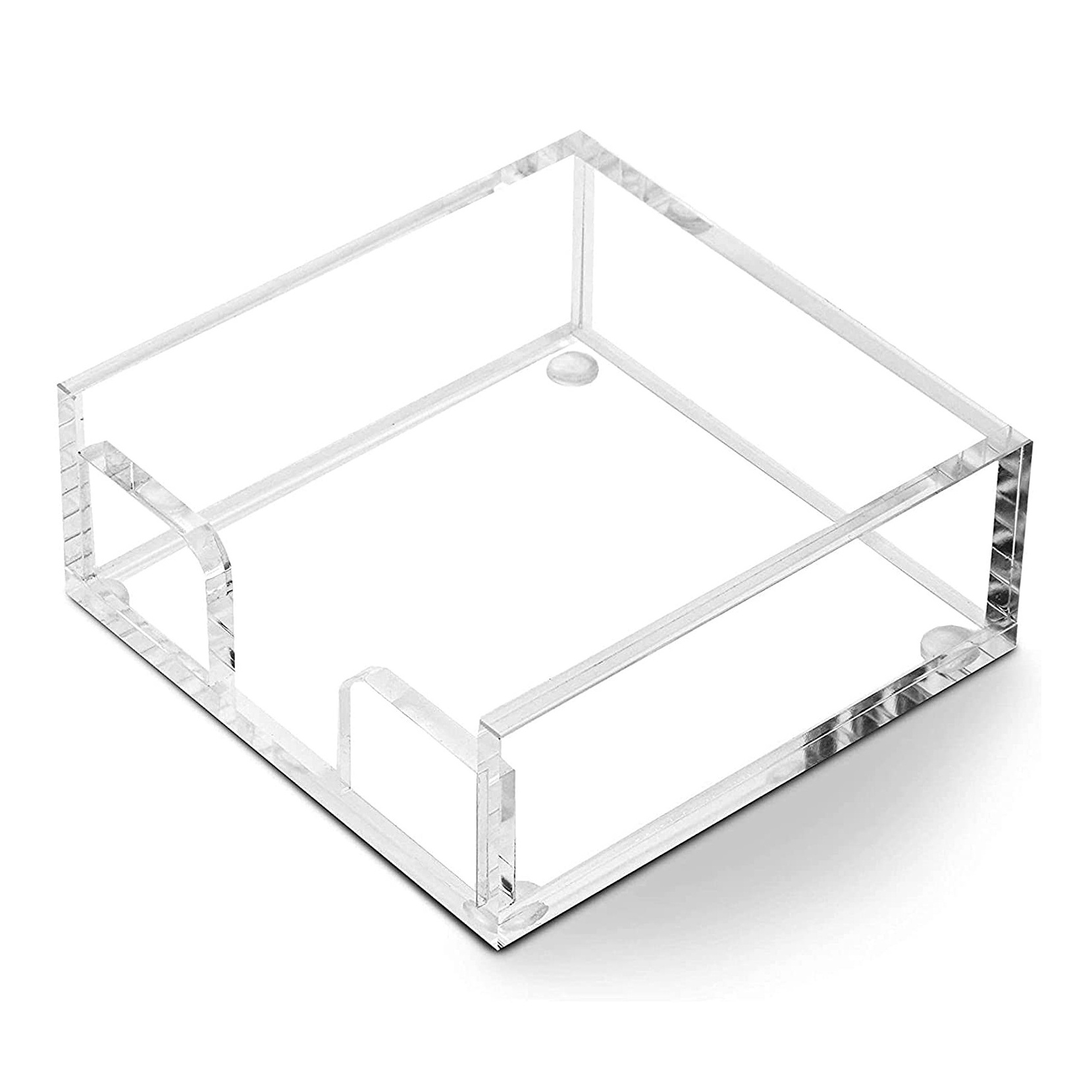 Square Clear Acrylic Memo Notepads Sticky Tray Holder for Home, School, Office Desk Organization