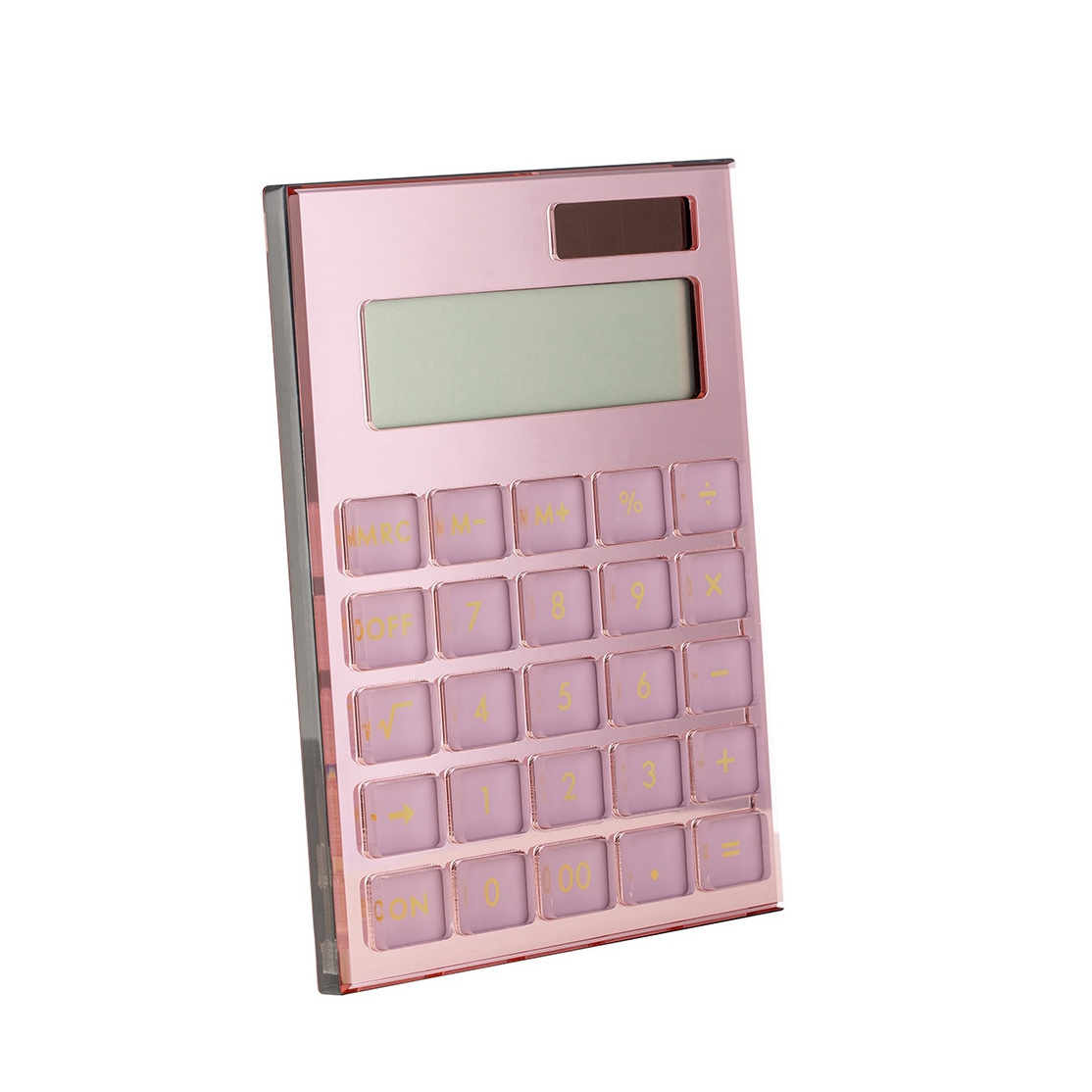 Luxury Mirror Rose Gold Acrylic Solar Calculator 12-Digit Desk Organizer