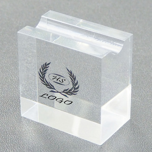 Huisen Lucite Pen Display Stand Engraved Acrylic Block Pen Holder with Slot Nifty Clear Acrylic Pen Stand