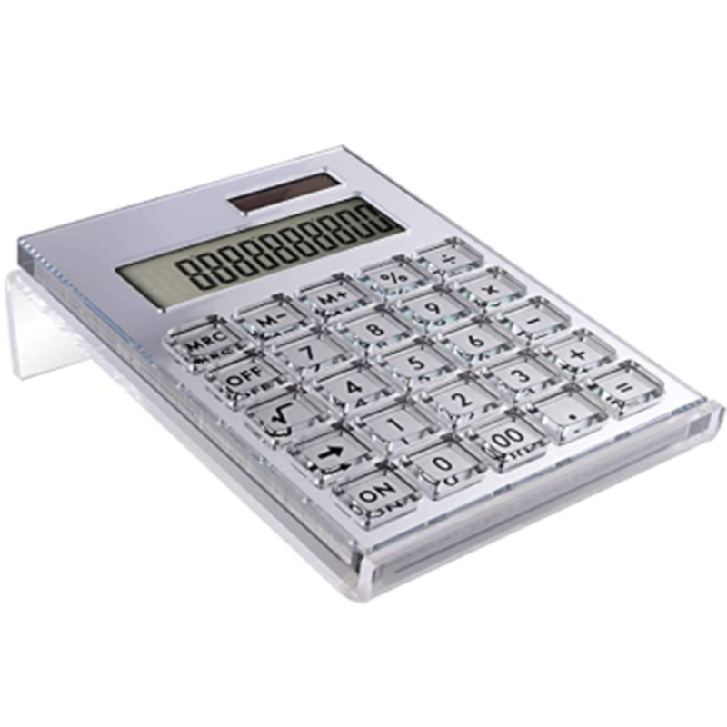 Acrylic calculator with Stand Battery and Solar 2-Digit Home Office Desktop Accessories