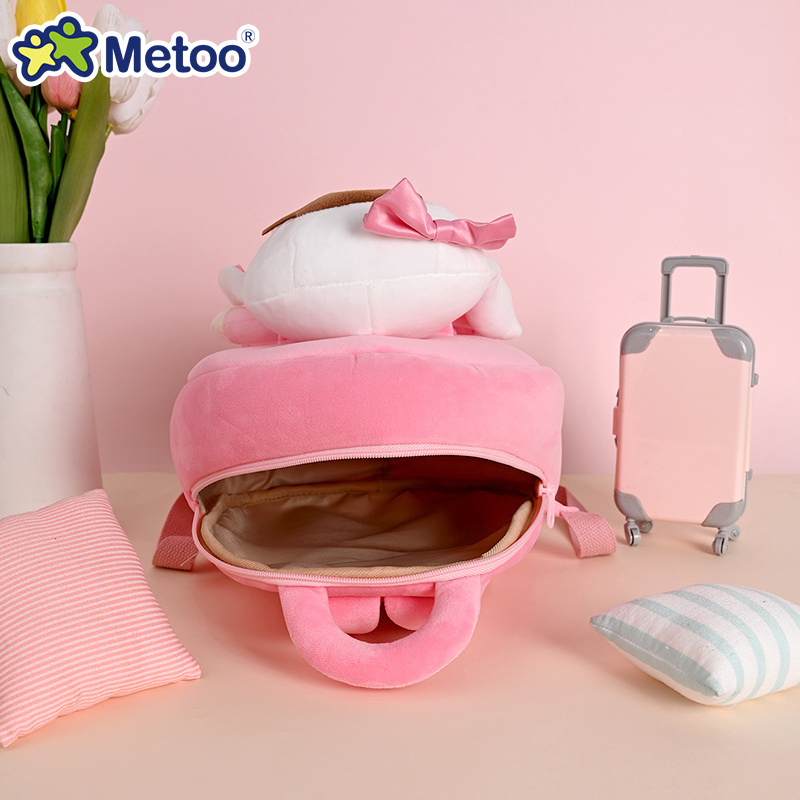 Metoo New Styles 2 in 1 Pink Rabbit Mini Plush Backpack Toys Girls Bunny Custom Plush Backpack for Kids with Toys Plush