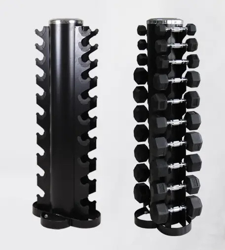 Factory Hot Sale Wholesale Fitness Gym Equipment 10 Tier Round Dumbbell Hexagonal Upright Dumbbells Rack