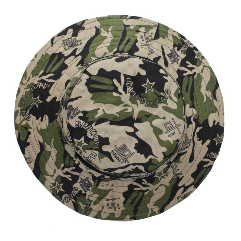 Large Brim High Top Bucket Hat Full Sublimation Print Camo Safari Fisherman Hat With Back Net Flap Neckshade Fishing Bucket Cap