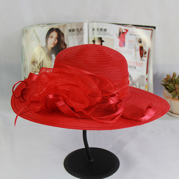 Cheap adult  Ladies dress hat wholesale women wide brim sinamay weeding dress hats