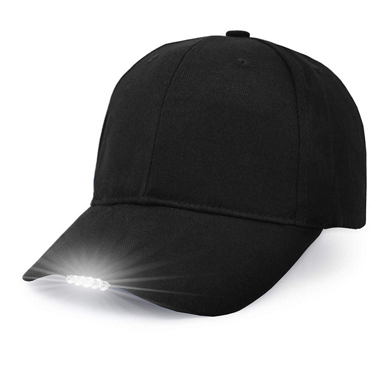 Factory Wholesale High Beam Lights Hands-Free Flashlight 5 LED Baseball Cap With Light Hat Bulk