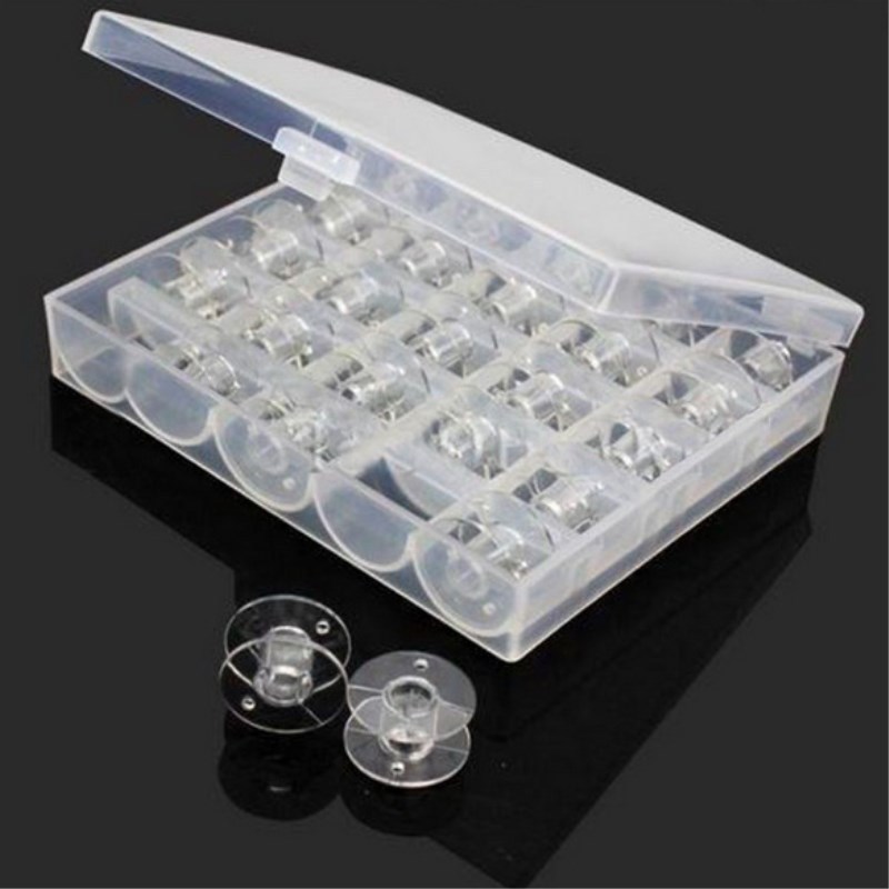 25Pcs Clear Sewing Machine Bobbins Spools Empty Bobbins Spools Plastic Storage Box For Home Sewing Accessories Tools