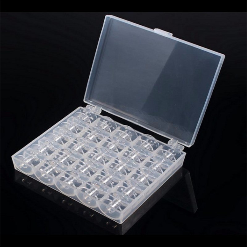 25Pcs Clear Sewing Machine Bobbins Spools Empty Bobbins Spools Plastic Storage Box For Home Sewing Accessories Tools