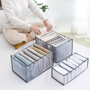 7 Grids Jeans Storage Box Closet Wardrobe Clothes Compartment Boxes Drawer Jeans Socks Separation Organizer Pants Storage