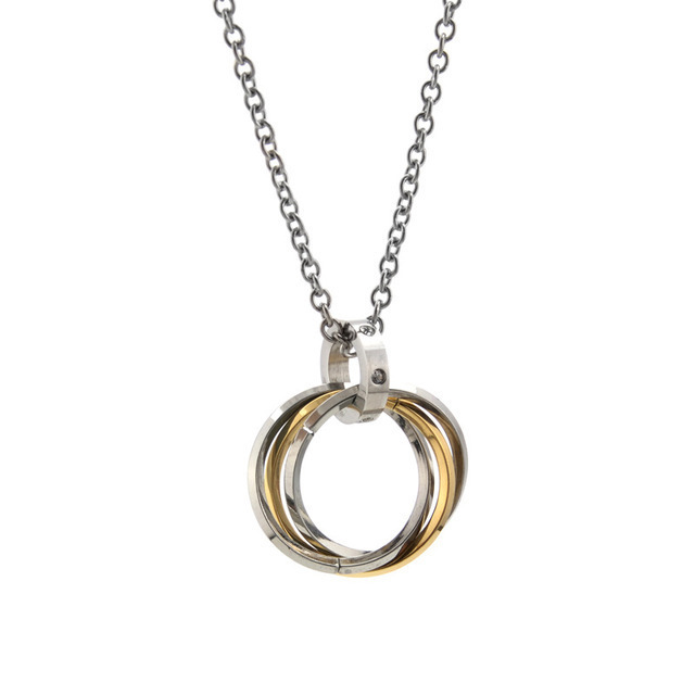 High Quality Circle Pendant Necklace Jewelry Accessories Silver Black Triple Interlocking Rings Necklaces For Men Women