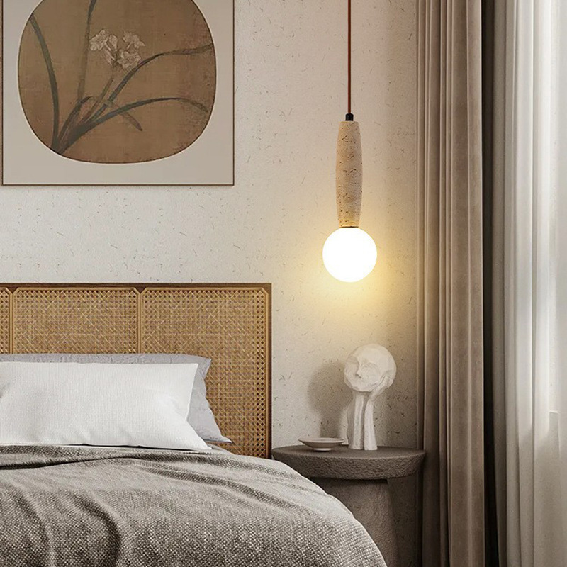 Bedside chandelier Yellow cave stone simple living room bedroom bedside lamp