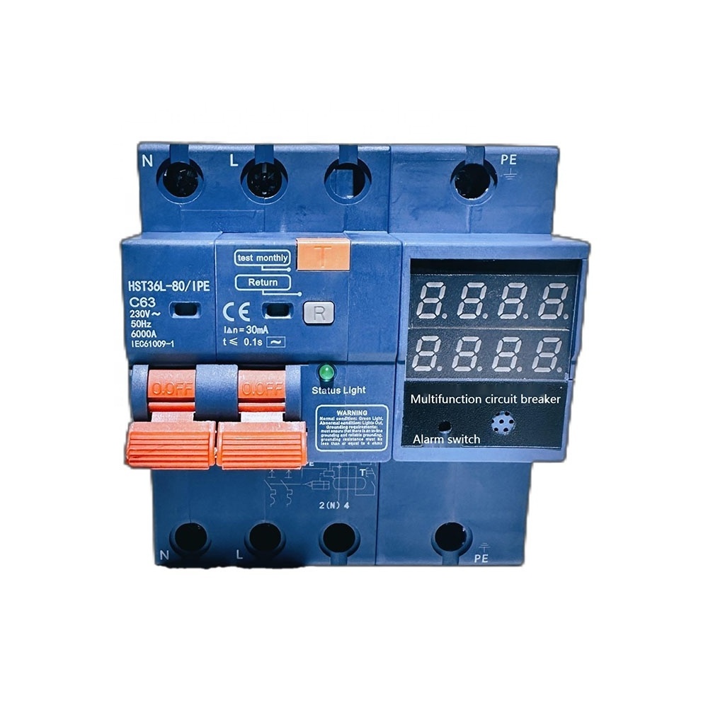 2023 Newly developed multi-functional anti-shock circuit breaker  Leakage circuit breaker 2P Digital display