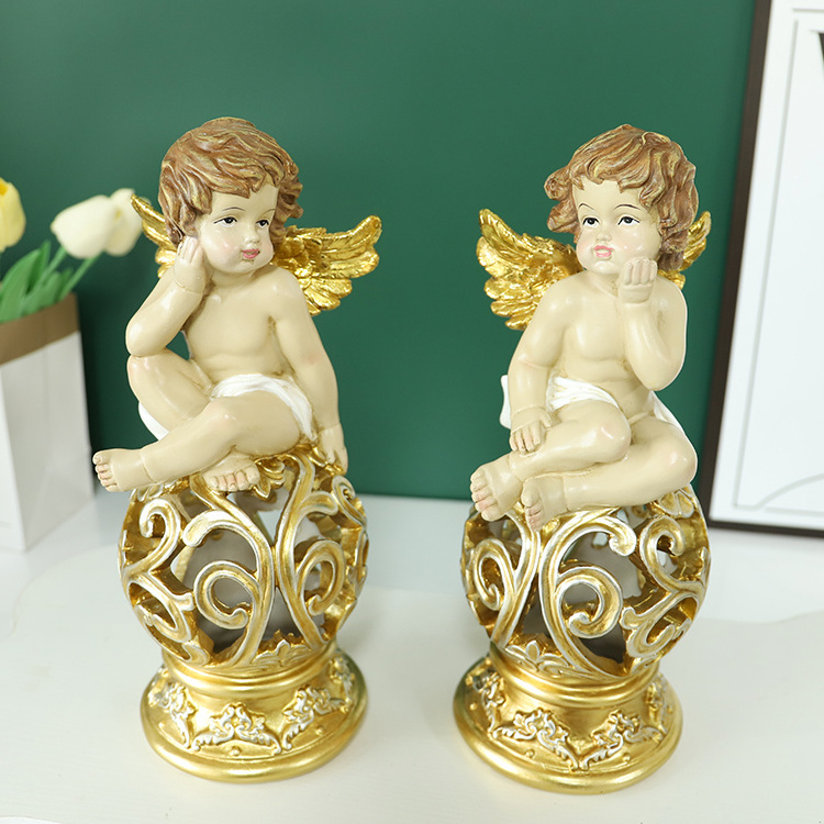 Wholesale French Retro Roman Column resin angel statue home living room wine cabinet ornament resin crafts