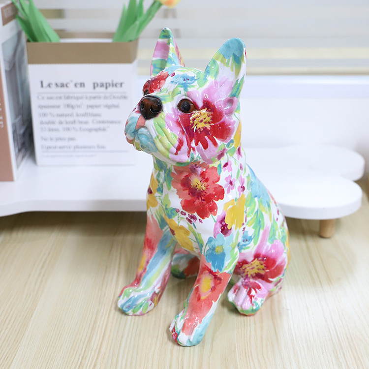 Customized Art Design Resin Bulldog Sculpture Popular Home Decor Animal Statues Dog Figurines Home Accessories