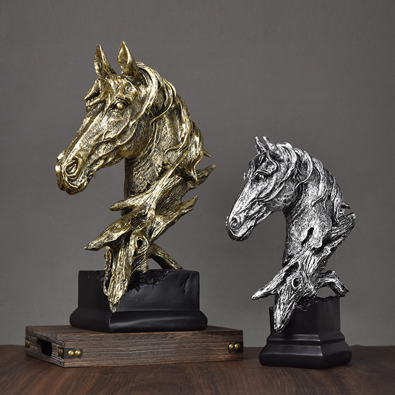 European home decoration sculpture Horse head sculpture statue antique horse statue gift resin crafts