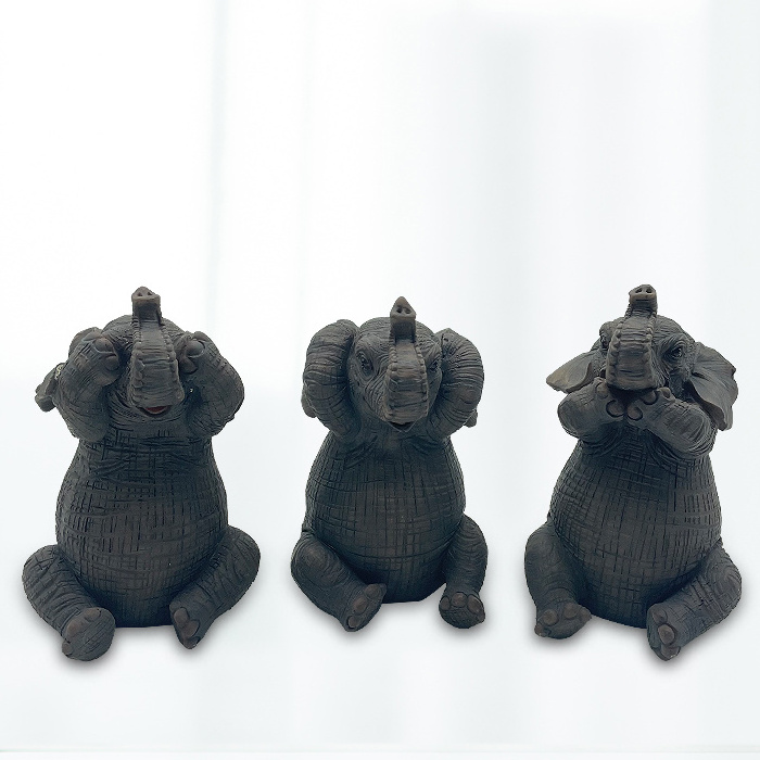 Home Decor Set of 3 Elephant Statues Elephant Figurines for Shelf Living Room Bedroom Office Desktop