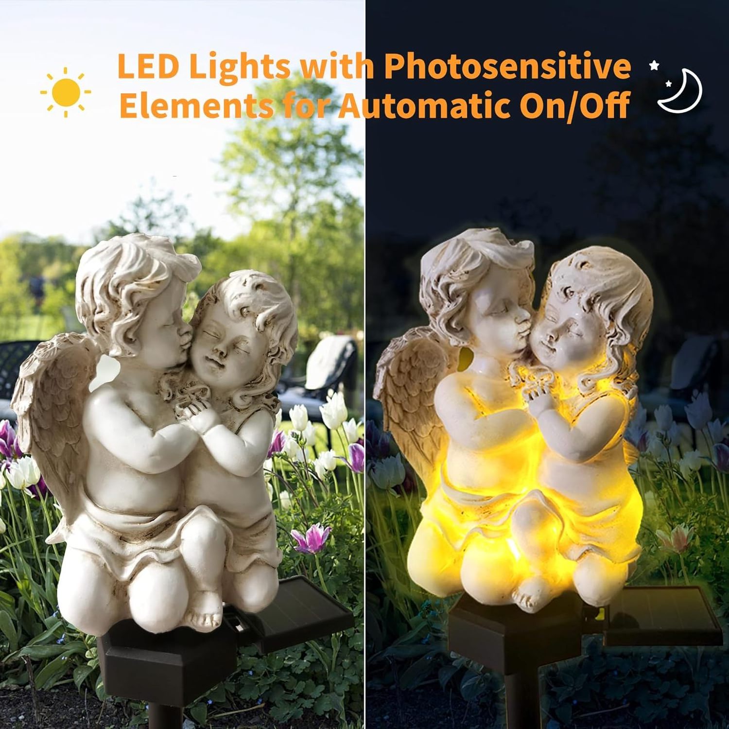 Wholesale Waterproof Solar Angel Lights for cemetery grave Memorial Gifts Garden Angel statue guardian angel light