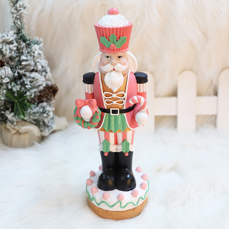 Custom Polyresin Holiday Christmas Decor Statue Standing Macarons Gingerbread Candy Figurine Nutcracker