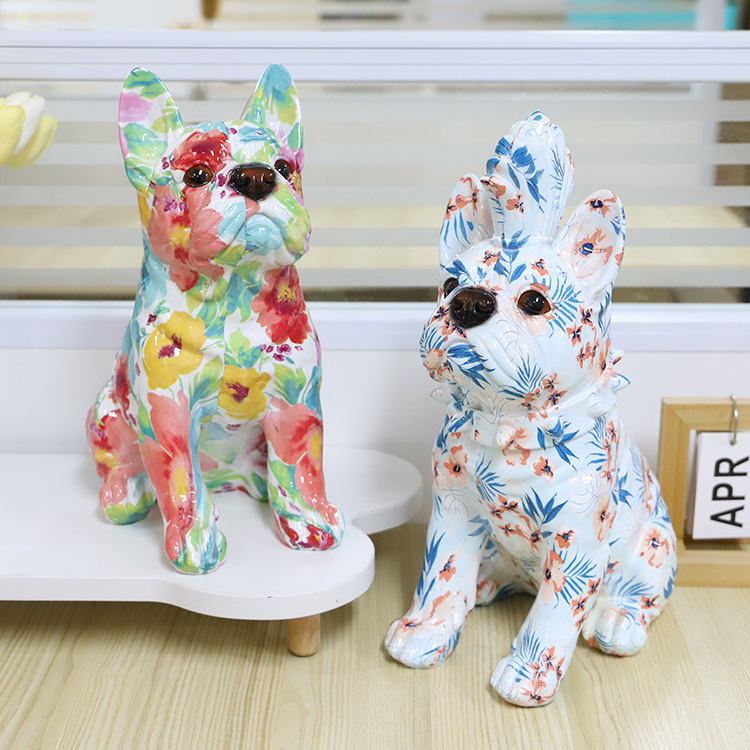 Customized Art Design Resin Bulldog Sculpture Popular Home Decor Animal Statues Dog Figurines Home Accessories