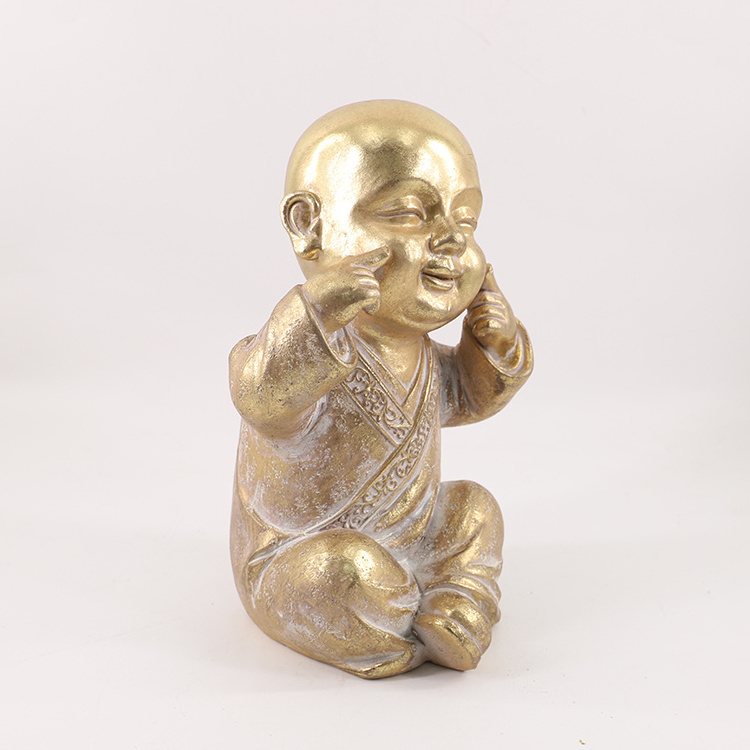 Wholesale Mini Religious Figurines shaolin little monk statue Desktop Resin Little Buddha Monk Statues