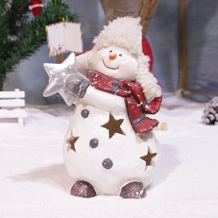 Xmas tabletop decor fiberglass christmas snowman, resin snow man figurine christmas snowman decorations!