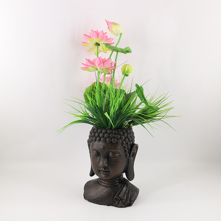 Factory Wholesale OMG Buddha Planter Artificial Buddha Head Flower Pot Buddha Head Planter