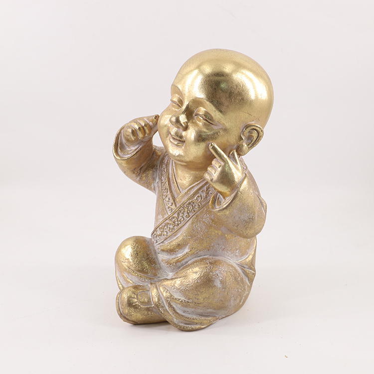 Wholesale Mini Religious Figurines shaolin little monk statue Desktop Resin Little Buddha Monk Statues