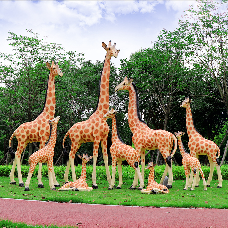 Support Customized Life Size Animal Statues Outdoor Park Large Resin Fiberglass Safari Giraffe Statue Animal Sculptures