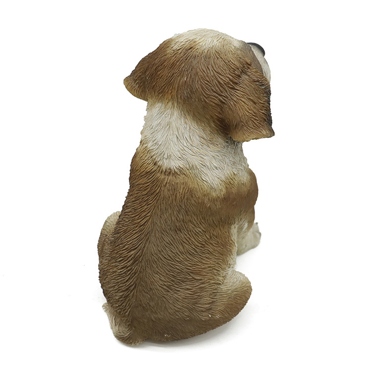 Customized resin figure dog statue, Realistic sitting saint bernard dog Sculpture