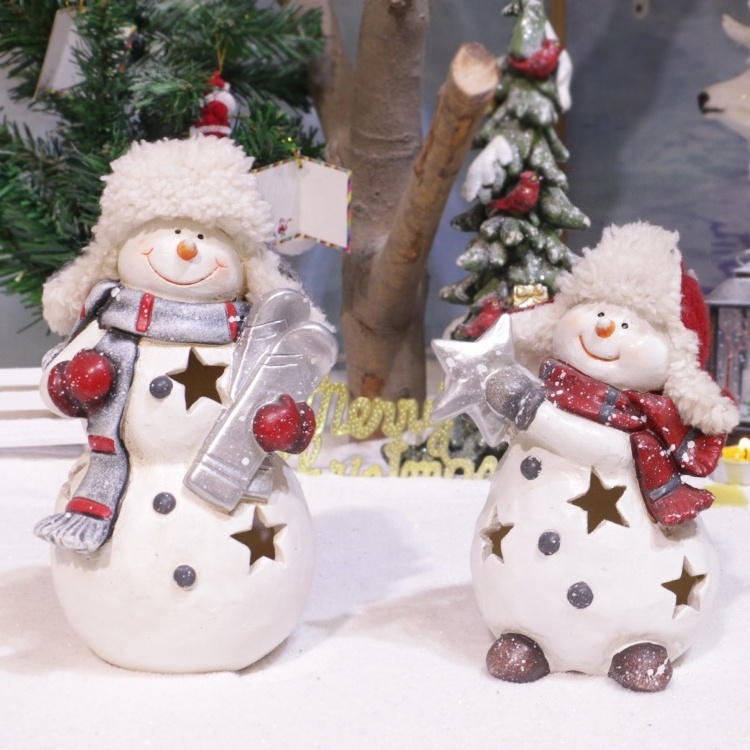 Xmas tabletop decor fiberglass christmas snowman, resin snow man figurine christmas snowman decorations!