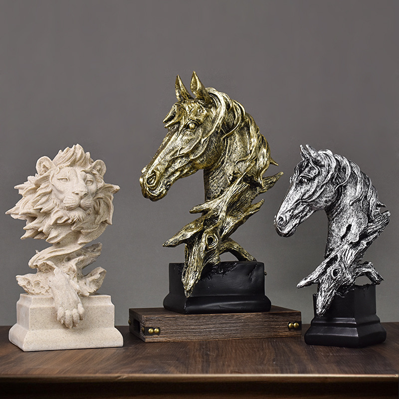 European home decoration sculpture Horse head sculpture statue antique horse statue gift resin crafts