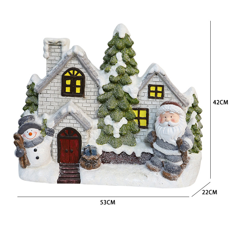 Custom Resin Crafts Christmas Snowman Decoration For Christmas Decor Lemax Christmas Village Houses led lights